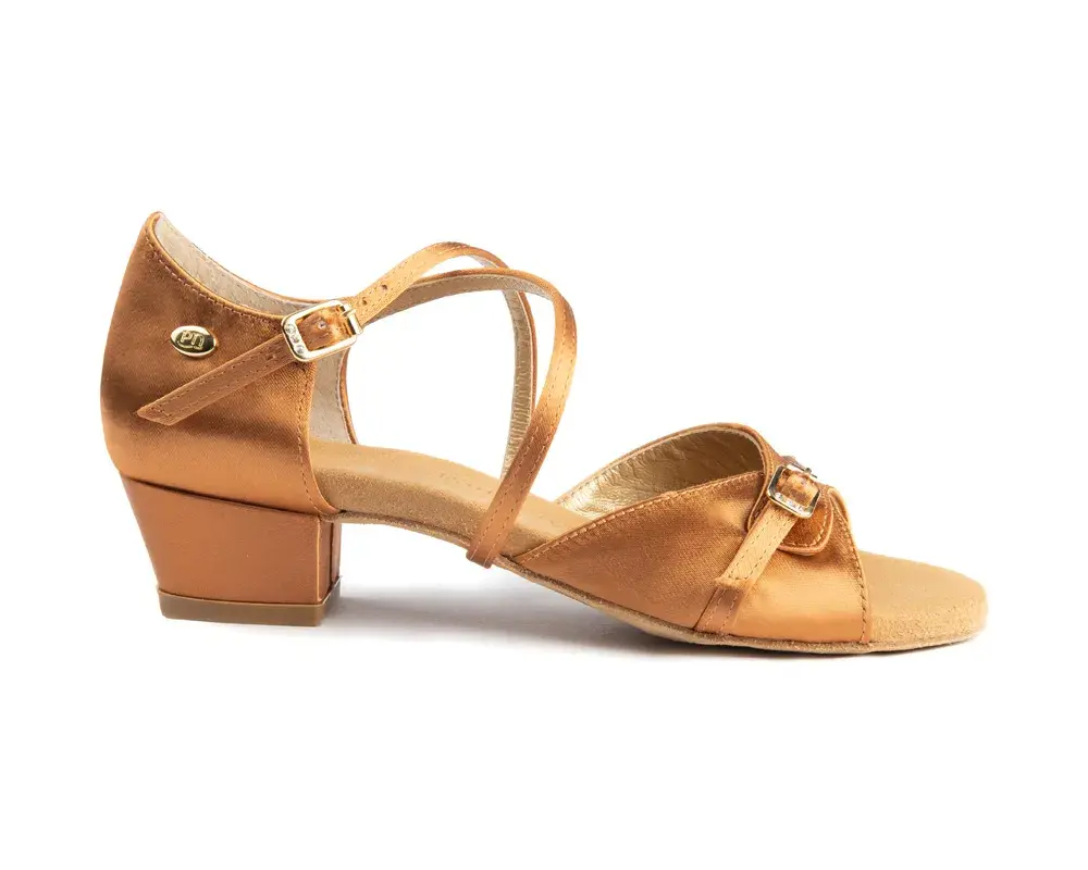 PortDance PD636/30 Kindertanzschuhe Dark Tan Satin